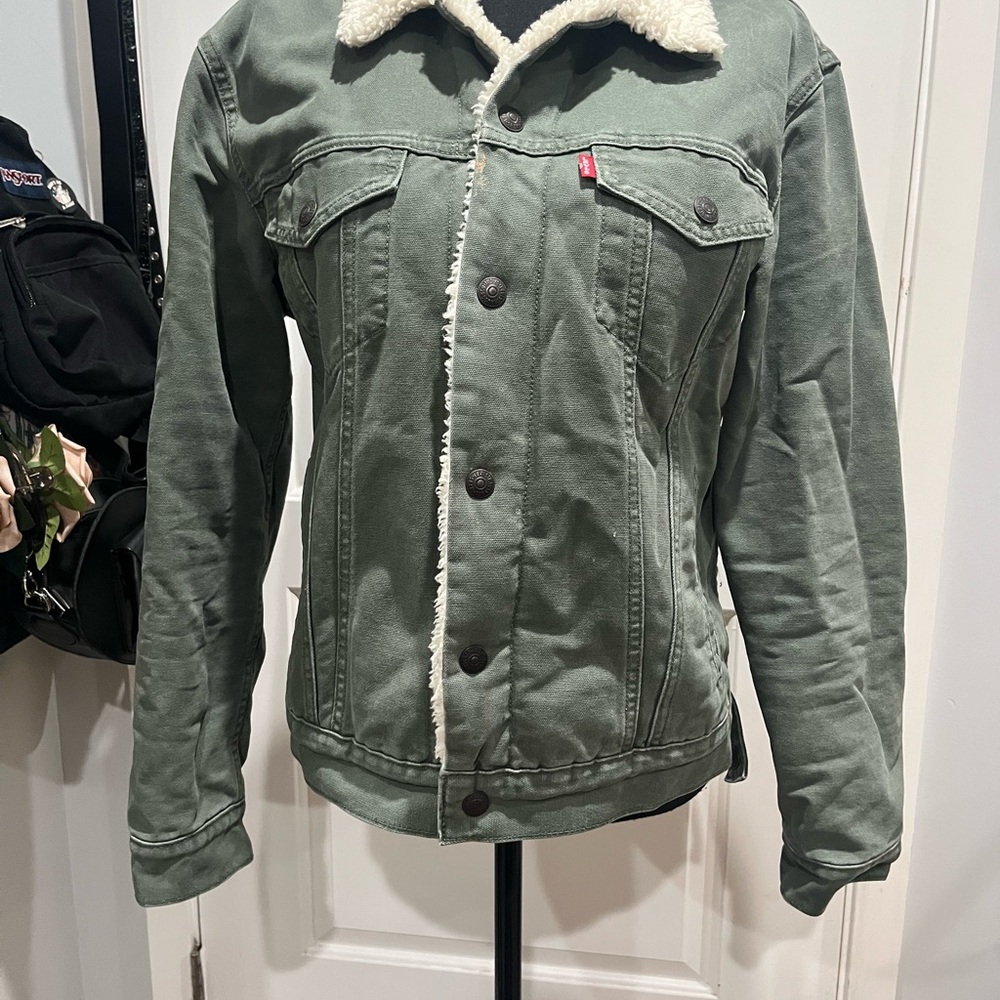 Levi's Women's Olive Sherpa Jean Jacket